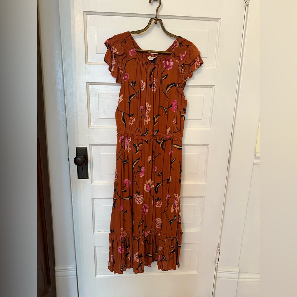 Universal Thread Brown and Orange Prairie Dress
